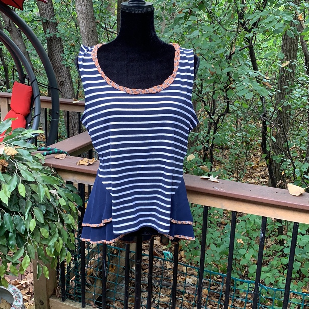 Anthropologie 9-HI5 navy and white striped top